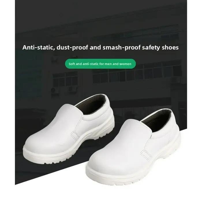 Chaussures de sécurité antistatiques blanches pour hommes embout en acier protection contre les chocs et la compression pour soudure et transformation alimentaire