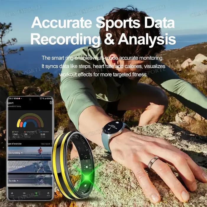 Bague connectée santé 2025 : moniteur fréquence cardiaque, tension artérielle, étanche 5ATM pour homme et femme