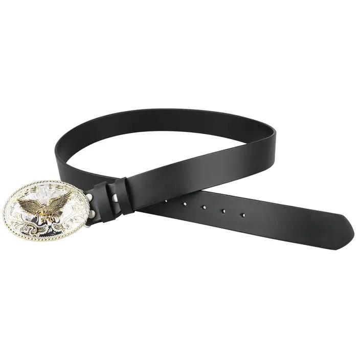 Ceinture en cuir véritable UFAY avec boucle d'aigle dorée pour homme et femme style cow-boy pantalon de loisirs装饰去掉最后的装饰性描述,保持简洁。