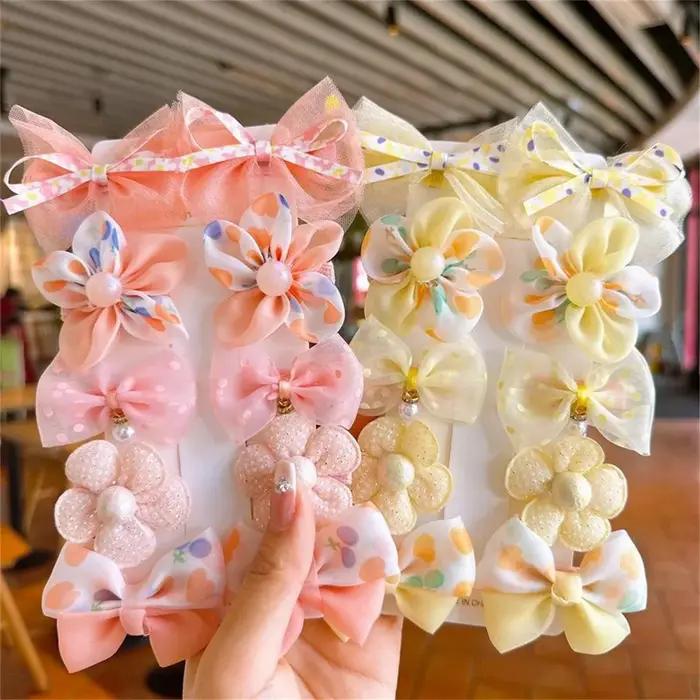 Pinces à cheveux en dentelle pour bébé, 10 pièces/ensemble, nœuds mignons, fleur, épingles à cheveux