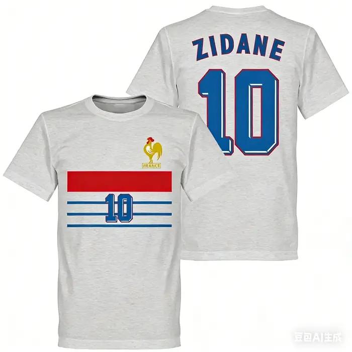 T-shirt Rétro France 1998 Zidane 10 Homme Femme Coton Vintage Décontracté Ample Confortable Doux Haut d'Été 2026 Tees