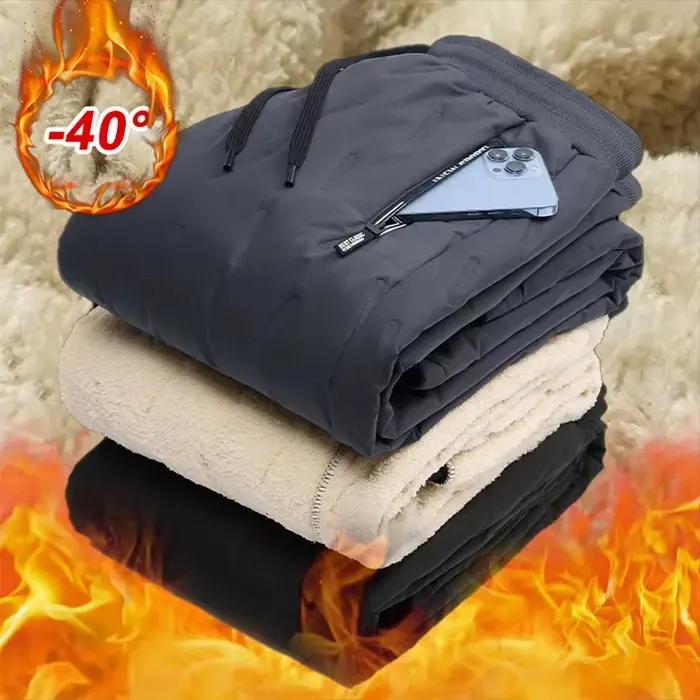 Pantalon de survêtement laine mouton hiver - Chaud et coupe-vent pour chasse et outdoor