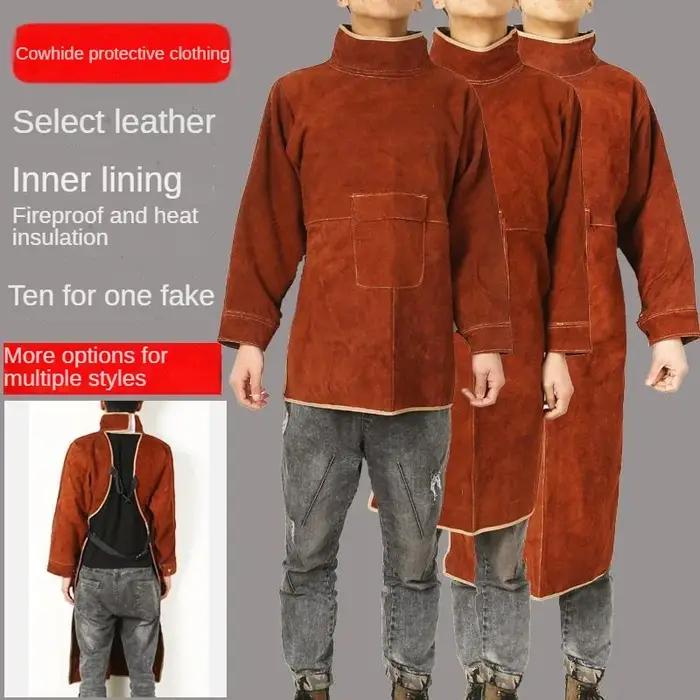 Housse de protection en cuir de vache pour soudeur homme vêtement de travail anti-brûlure occassions professionnelles bricolage artisanal