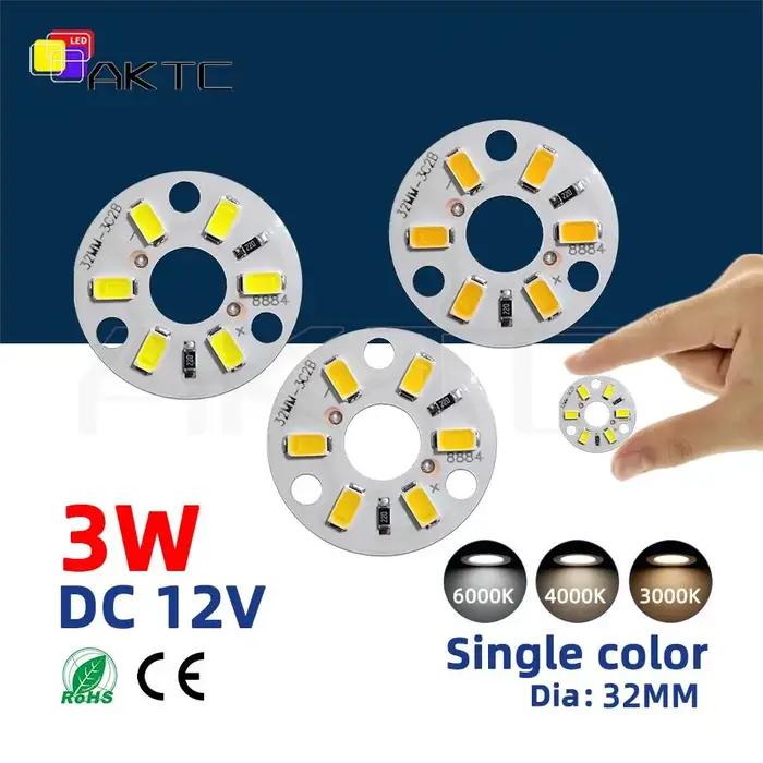Panneau Lumineux LED DC 12V 3W SMD5730, 10 Pièces, Source de Lumière 6 Gible, Panneau Rond Dia 32mm,