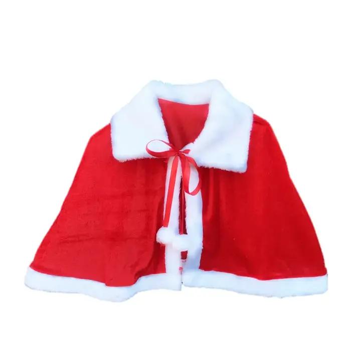 Costume de Noël pour filles, ensemble en velours avec cape, chapeau de Noël, tenue festive et élégante pour les fêtes et les occasions spéciales