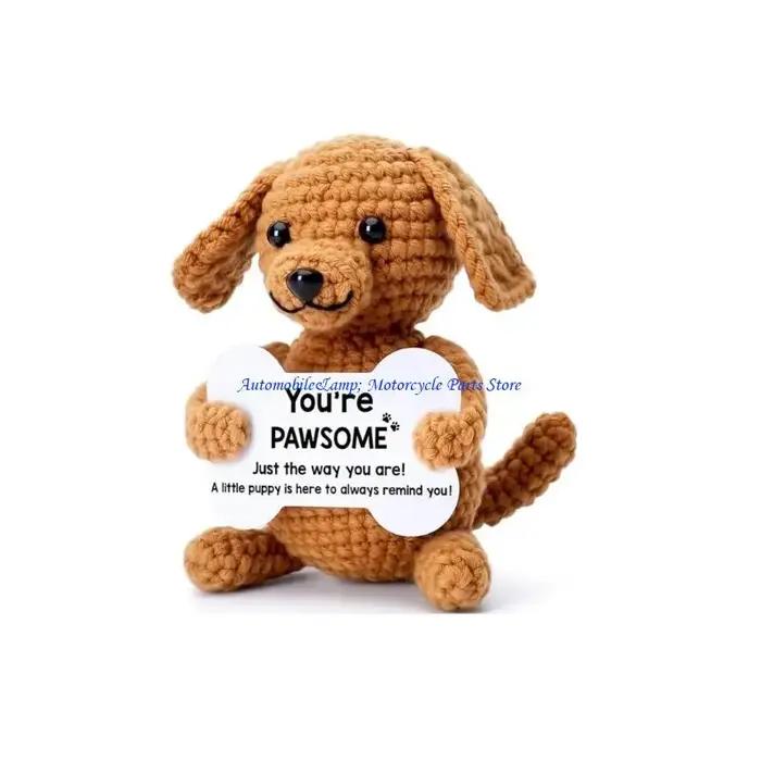 H7BD – poupée chien tricotée mignonne, Support d'ami émotionnel, accessoire voiture, décoration mais
