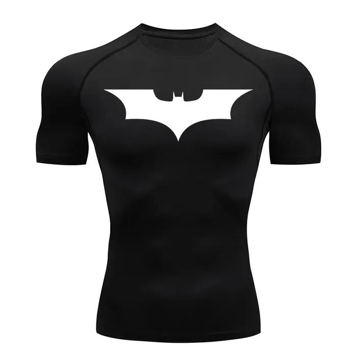 Chemises de Compression imprimées chauve-souris pour hommes, été, manches courtes, protection contre