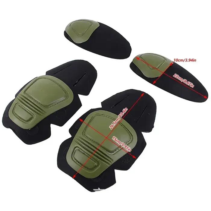 Kit de protections genoux et coudes tactiques camouflage - Équipement de chasse et combat outdoor