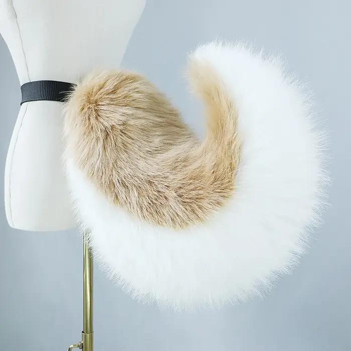 Queue d'animal en fourrure faite à la main, style bande dessinée, mignonne, pour Halloween, grande queue de renard, loup, shiba, accessoires de cosplay