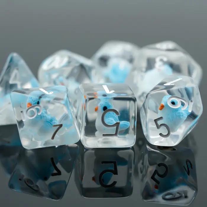 Cusdie animaux mignons DnD dés résine D4 D6 D8 D10 D % D12 D20 jeu de dés polyédriques pour D & D Pathfinder jeu de rôle Table jeux de société