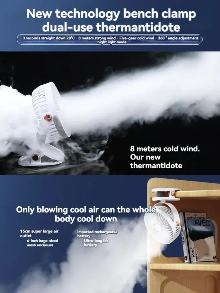 Ventilateur portable à suspension éolienne de 6 pouces, mini ventilateur silencieux à chargement USB
