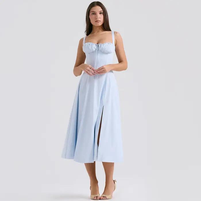 Suninheart-Robe mi-longue à bretelles spaghetti pour femme