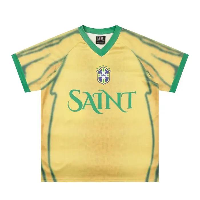 Tshirt vintage col en v numero 9 equipe nationale brésilienne saint homme femme style été haute qualité occasions quotidiennes