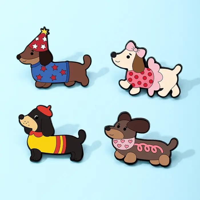 Broche mignonne teckel badge artistique chien saucisson décoration sac à dos broche de taille métal éco-friendly pour femmes occasions spéciales