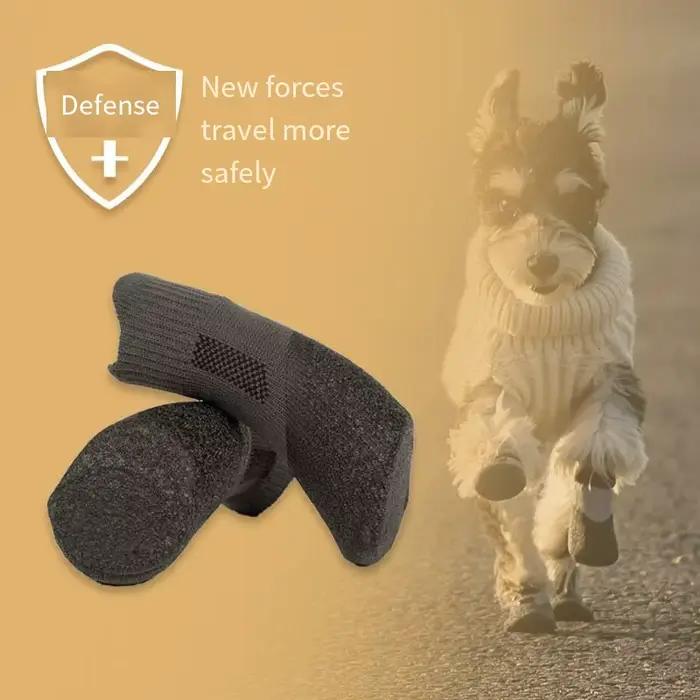 Bottes de neige antigel pour chiens en fil à tricoter et caoutchouc, chaussures hivernales pour animaux de compagnie, protection des pattes pour labrador et border collie