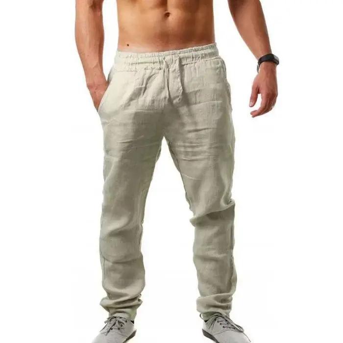 Pantalon baggy homme ropa hombre coton lin pantalons décontractés pantalon respirant Fitness Streetwear vêtements Jogging printemps été