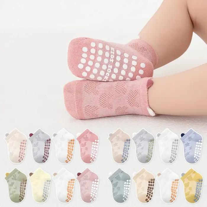 4 paires/ensemble coton respirant enfants chaussettes printemps été mince bébé maille chaussette cou