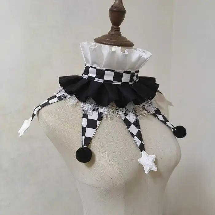 Vêtements mignons style conte de fées col de clown cos scène clown colliers à volants Halloween clow