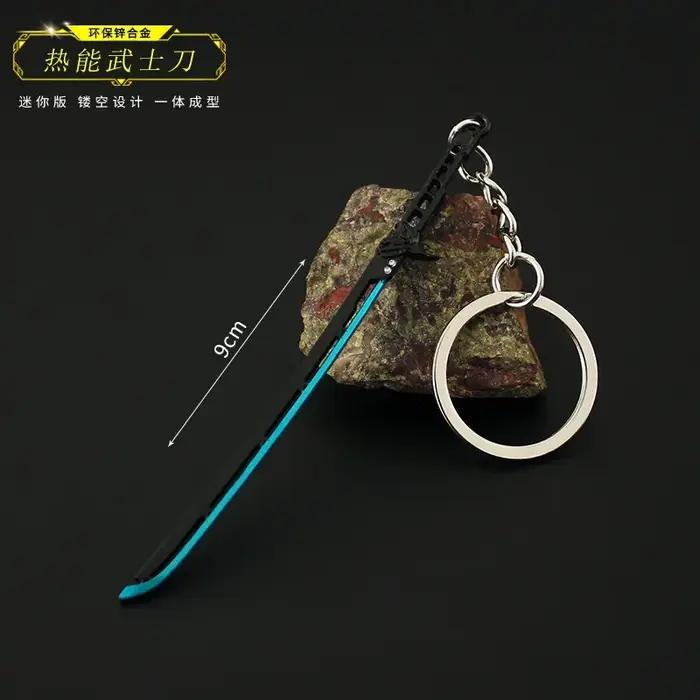 Porte-clés Katana Thermique Cyberpunk 9 cm en alliage, porte-clés cosplay, accessoire de sécurité, porte-clés pour enfants et adultes, accessoire de collection, cadeau pour amoureux de films et séries