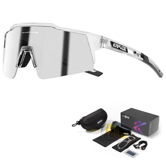 Lunettes de sport polarisées KAPVOE pour vélo route, VTT, course et pêche - Homme et Femme