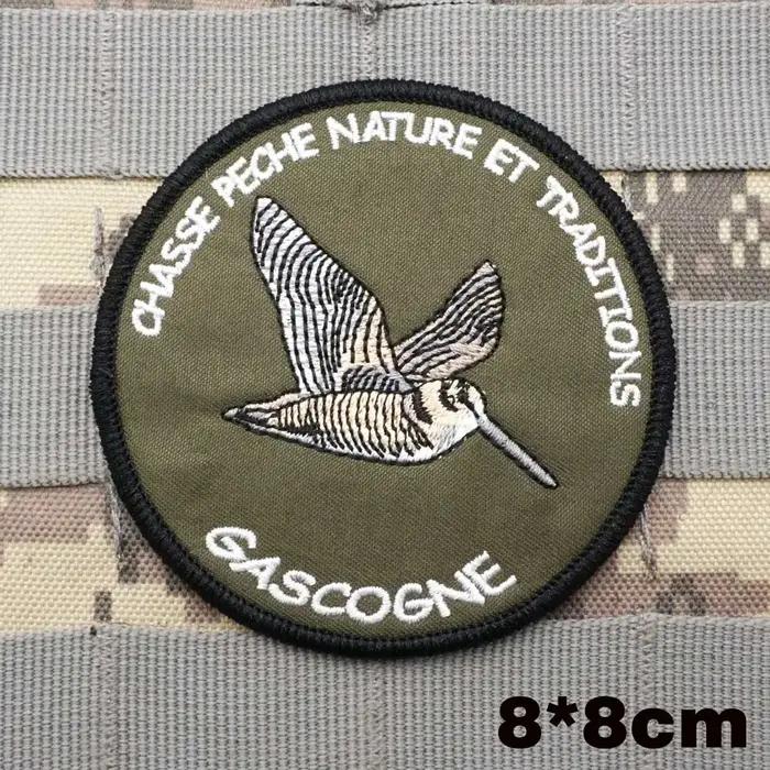 Patchs brodés tactiques militaires de chasse, Badge de sac à dos avec support à crochet pour vêtemen