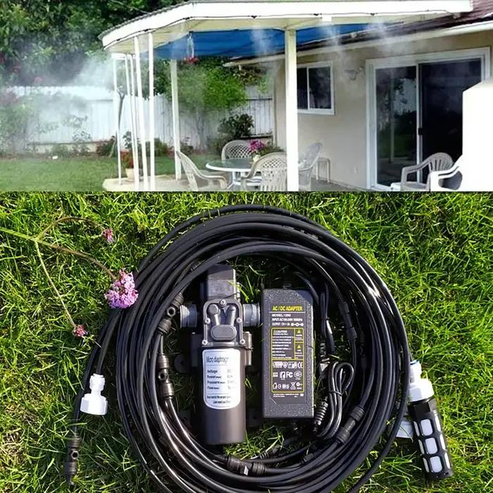 Atomiseur de brouillard d'eau de jardin 18m sac à dos 5 litres pour humidification et refroidissement extérieur jardinage terrasse patio serre
