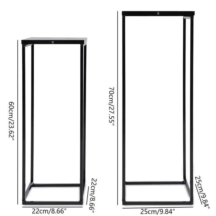 Support pour plantes noir, 2 pièces, carré en métal, support Durable pour fleurs, Patio, jardin, déc