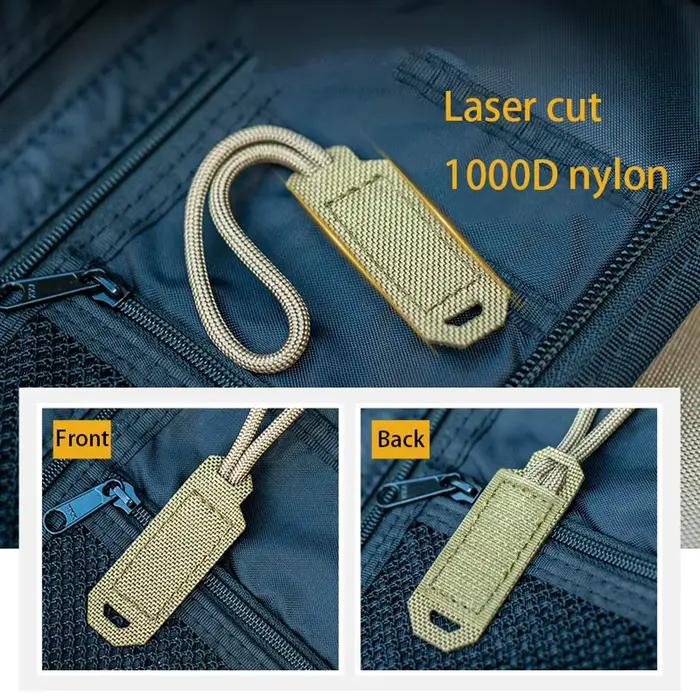 Poignées de fermeture éclair tactiques pour sac de chasse - Système MOLLE 1000D nylon laser cut