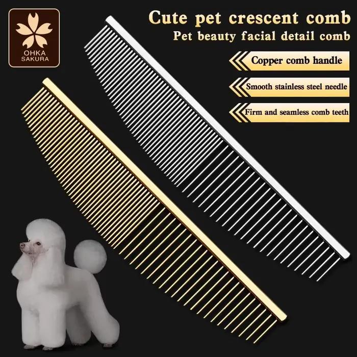 Peigne de toilettage fin en forme de croissant ou de lune pour animaux de compagnie