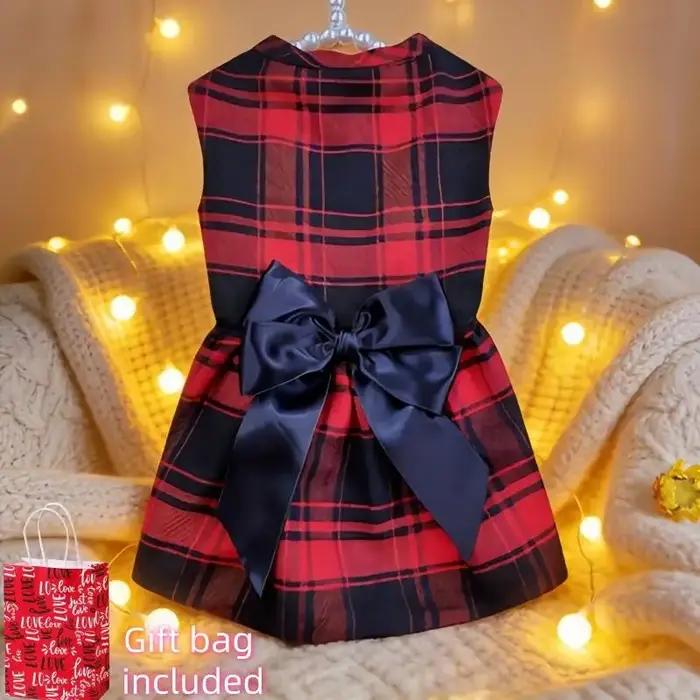 Vêtements pour chiens de compagnie : Costume chemise à carreaux avec cravate