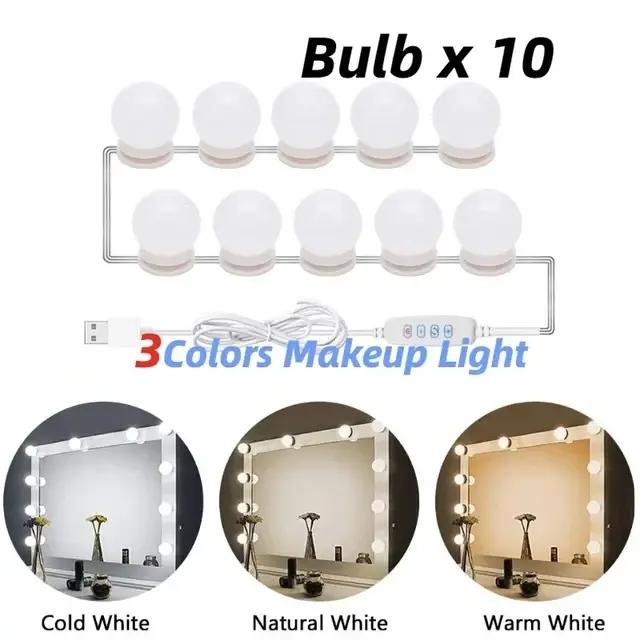 Miroir de maquillage ampoule LED lumières de vanité USB 12V salle de bain coiffeuse éclairage Dimmable LED