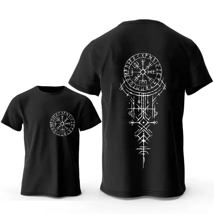 Viking runique boussole graphique T-shirts drôle voyage T-shirts à manches courtes hauts mode décont
