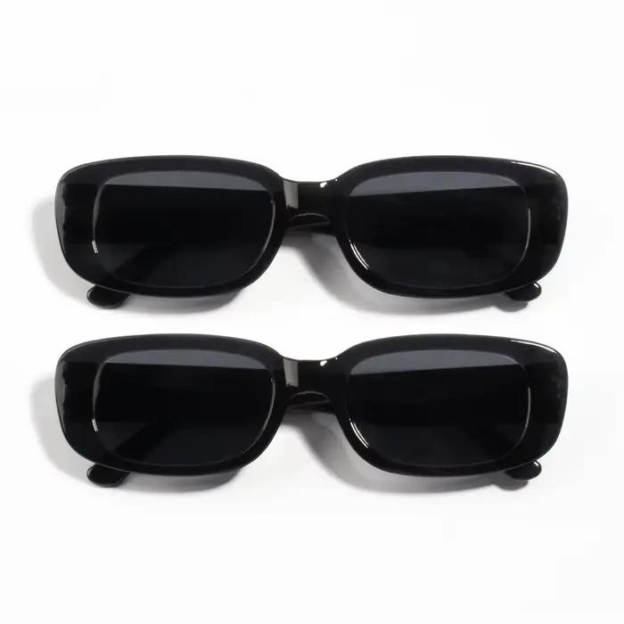 20 pièces Vintage noir carré lunettes De soleil femme marque De luxe petit rectangle lunettes De sol