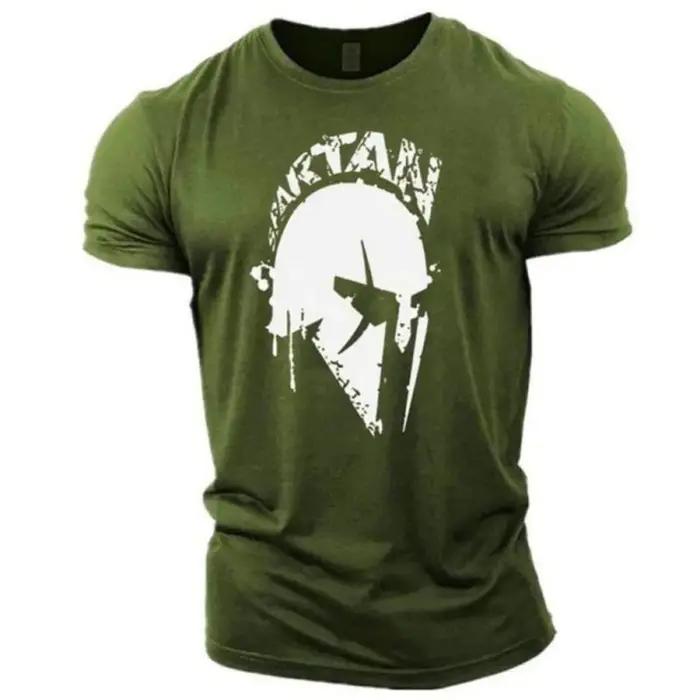 T-shirt col rond confortable et respirant pour hommes, motif imprimé Spartan Warrior, adapté aux vêt