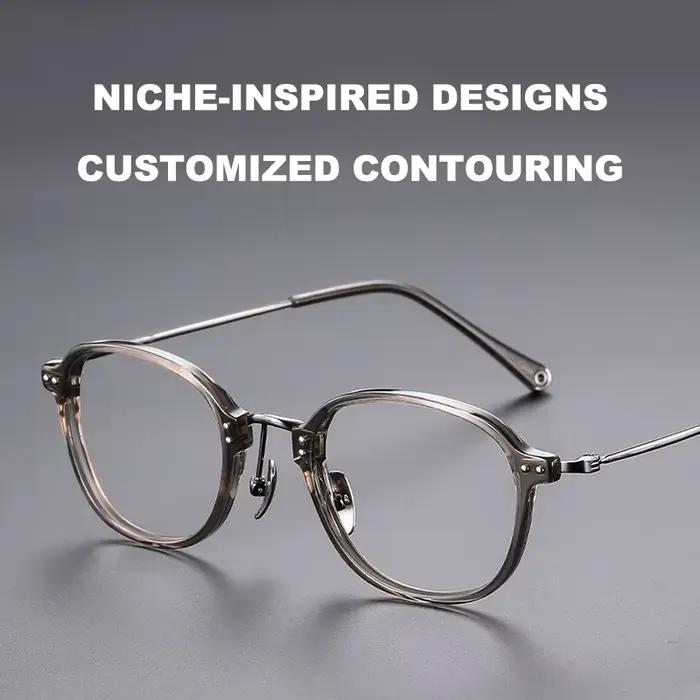 Lunettes rétro à monture ovale ultralégère, montures en acétate de titane pur, lunettes de styliste