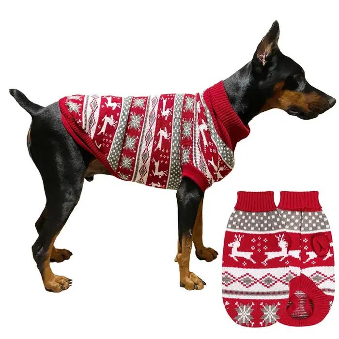 Pull de Noël en fibre pour chiens avec motifs rennes et flocons de neige pour animaux de compagnie, vêtements de vacances pour chiens de toutes tailles, pour Noël et fêtes