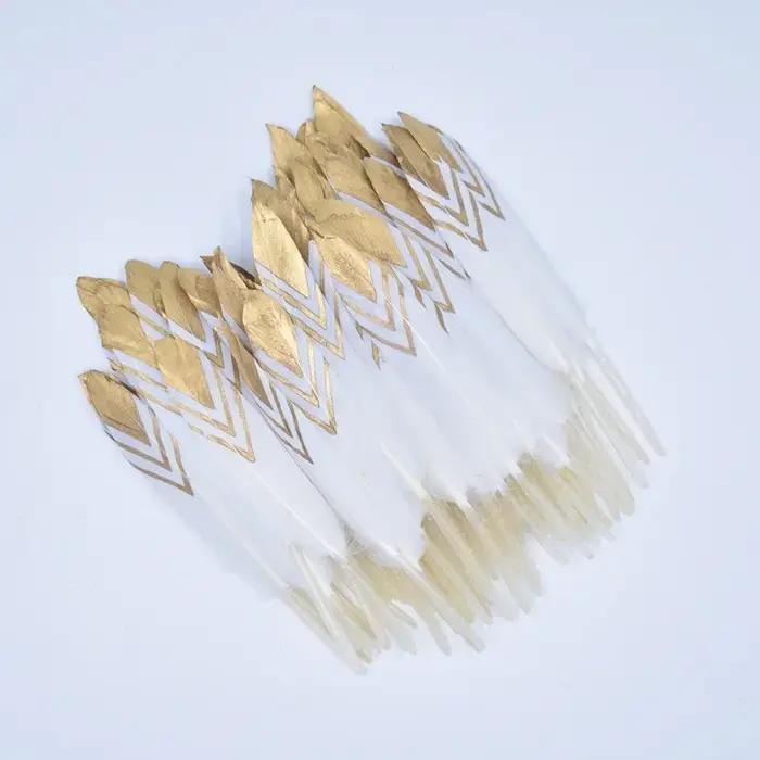 Plumes de canard trempées en or pour l'artisanat, noir et blanc, replicatcher de lework grossier, ch