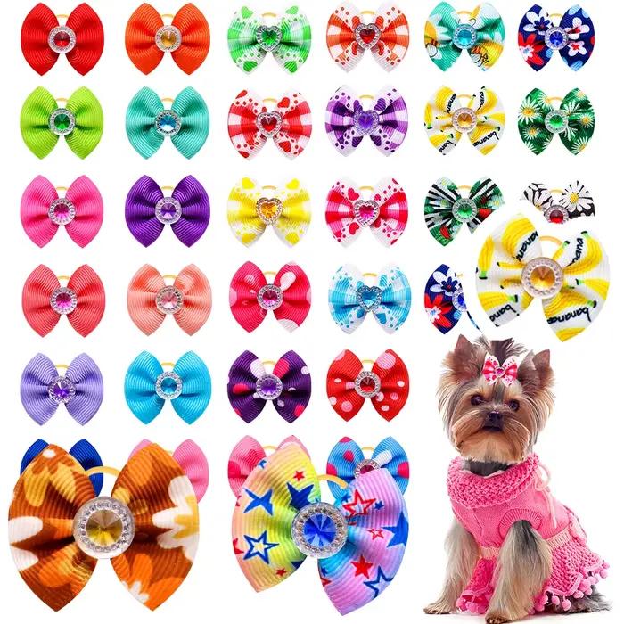 Accessoires de toilettage pour animaux de compagnie, nœud fait main avec élastique, nœuds pour chiot