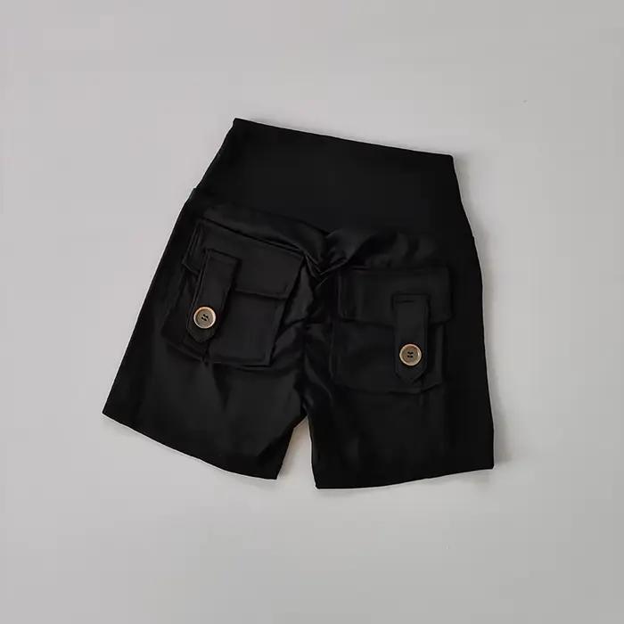 Short de Fitness sans couture, couleur chair, taille haute, pêche, avec poches, serré, sport, course