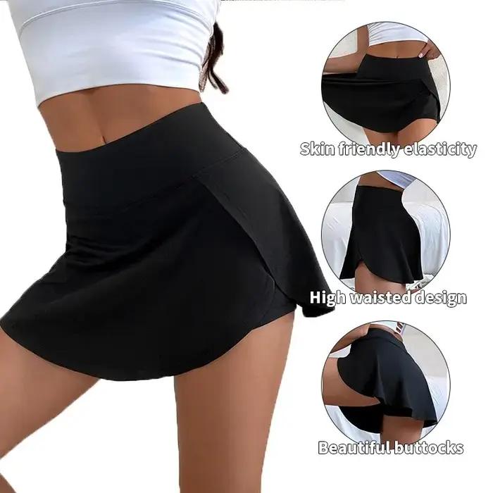 Jupe-culotte de sport taille haute pour femmes, doublure de Yoga, Fitness, Tennis, Anti-lumière, jup