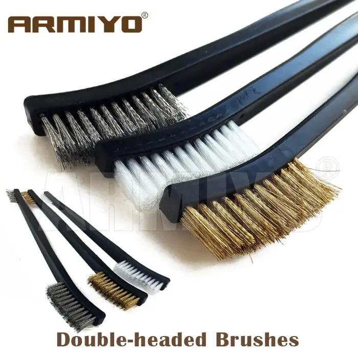 Armiyo fil à Double tête/brosse en Nylon pistolet baril Kit de nettoyage pistolet outil de nettoyage tir Paintball accessoires 3 pièces/ensemble