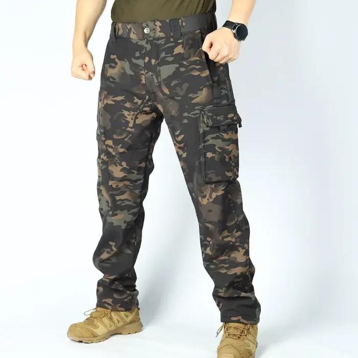 Pantalon tactique polaire softshell pour chasse hivernale avec multiples poches fonctionnelles