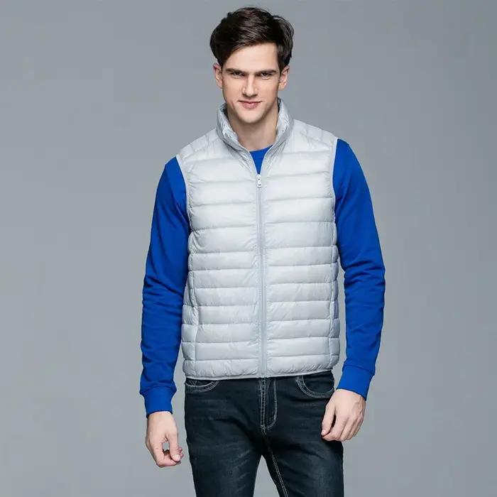 Gilet décontracté homme en polyester avec duvet de canard blanc pour automne et hiver occasions quotidiennes et spéciales