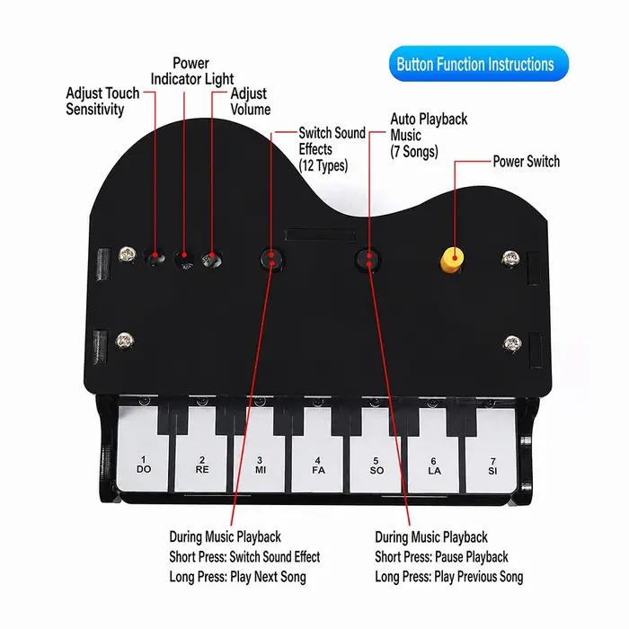 Kit de pratique de soudure DIY pour orgue électronique, avec éclairage LED synchronisé, touches sensibles au toucher et programmation de tonalités personnalisées, pour la formation électronique des ét
