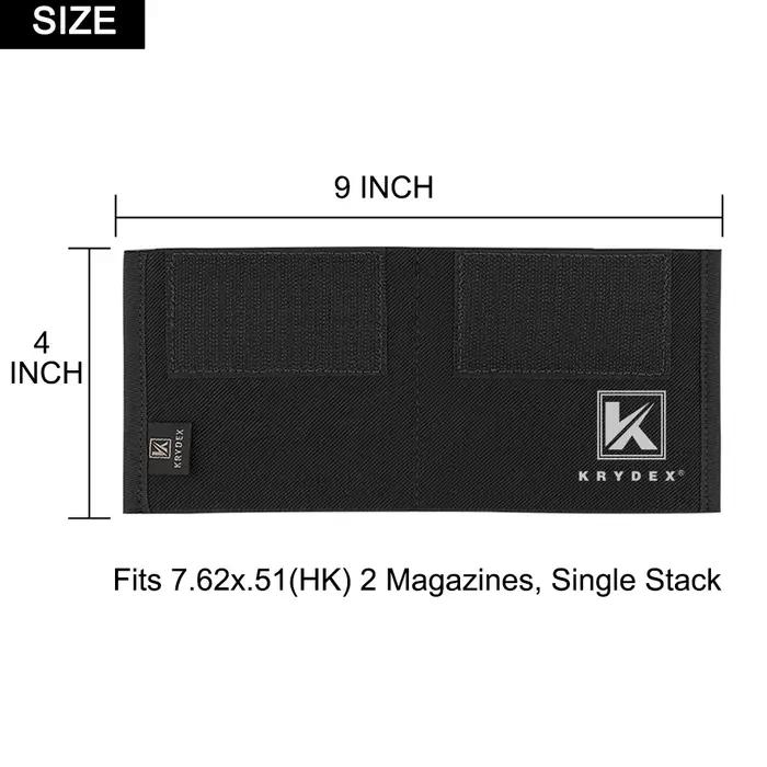 KRYDEX tactique Double fusil 7.62 HK pochette pour magazines insérer élastique Buld-in support magnétique avec attaches à crochet pour plate-forme de poitrine MK3 MK4