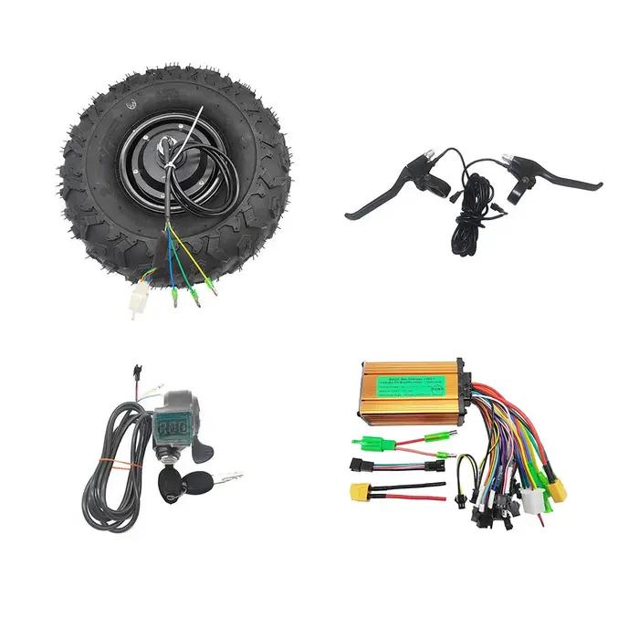 Kit de moteur de moyeu de brouette électrique tout-terrain 24V 36V 48V 350W 500W roue rugueuse pour travaux et loisirs