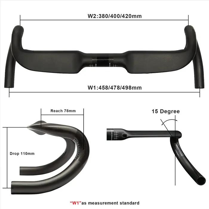 guidon carbone velo route,cintre velo de route carbone,cintre velo route carbone,458/478/498mm,routa
