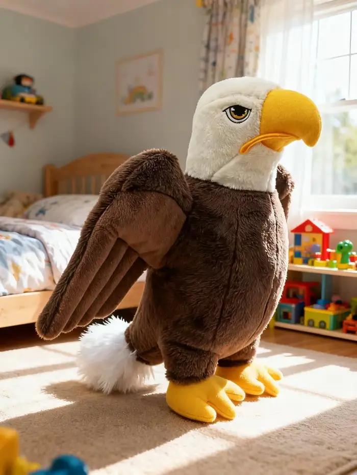 Jouet pour chien en peluche grand aigle chauve, résistant et indestructible, avec couineur et son pu