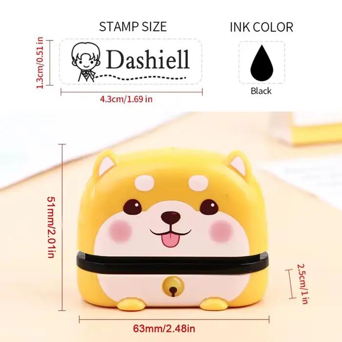 Timbres-nom personnalisés chat de dessin animé pour enfants, tampon étanche personnalisé pour vêtements, sceau de nom pour étudiant et enfant