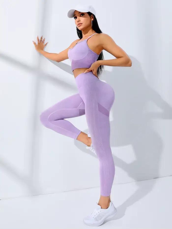 Ensemble de yoga sans couture pour femmes, tenues d'entraînement, leggings de survêtement sportifs,